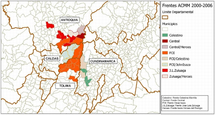 Presencia geogr�fica Autodefensas Campesinas del Magdalena Medio