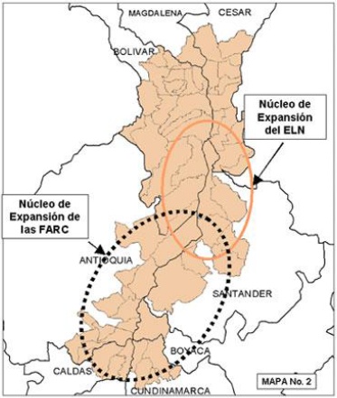N�cleo de expansi�n de las FARC y el ELN