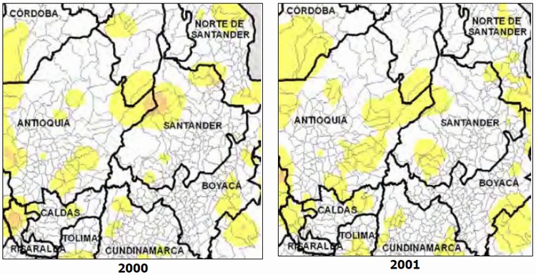 Presencia activa FARC 2000-2001
