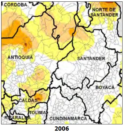 Presencia activa FARC 2006
