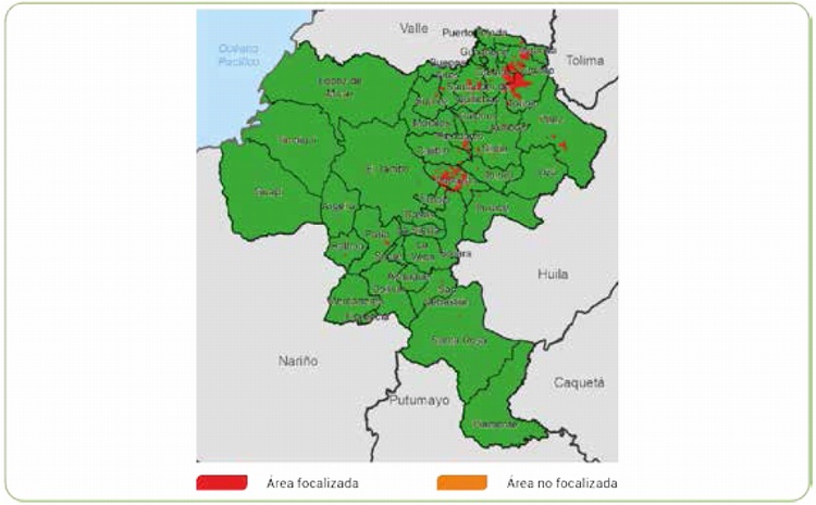Resultados del estudio piloto para la identificaci�n de invernaderos de marihuana, �reas focalizadas por alertas lum�nicas en Cauca