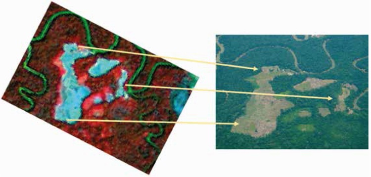 Registro fotogr�fico de sobrevuelo de verificaci�n y su equivalente en imagen satelital